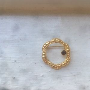 Vintage Gold Garnet Ruby Brooch Pin- Costume